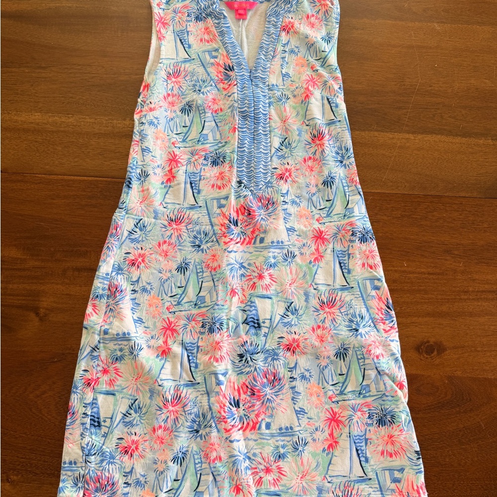 Lilly Pulitzer Wave & Coral Floral Sleeveless Shift Dress